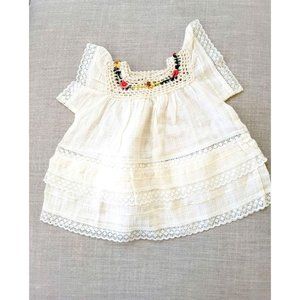 Vintage Crochet Gauze Handmade Newborn Dress